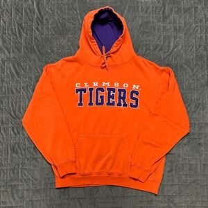Vintage 90s Clemson University Embroidered Spell Out Orange Mens XL Hoodie